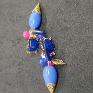 Royal Blue & Gold Drop Earrings – Bold and Artistic